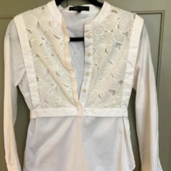 BCBGMaxAzria Tops - BCBG Maxazria High-Low Blouse with Lace Detail